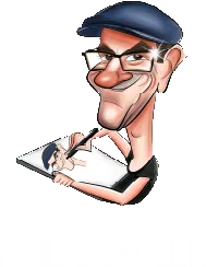Caricature of Phil as logo